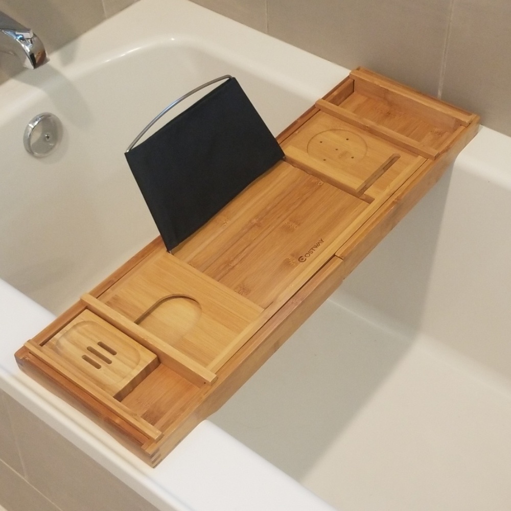 Bamboo Bathtub Tray W/Extending Sides
